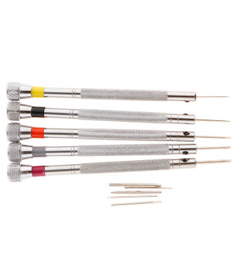 Set di 5 cacciaviti piatti per viti di fondo orologio