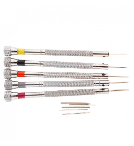 Set mit 5 Flachschraubendrehern für Uhrengehäuseschrauben